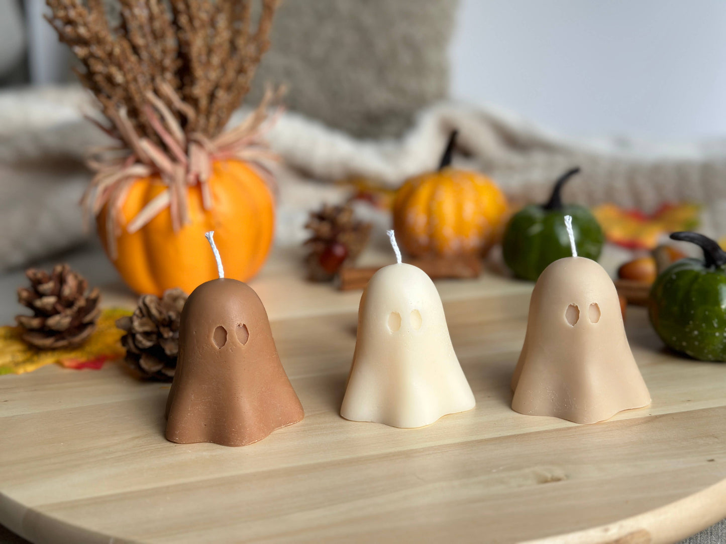 Ghost Candle Helloween Autumn Decor: Pumpkin Spice / Large
