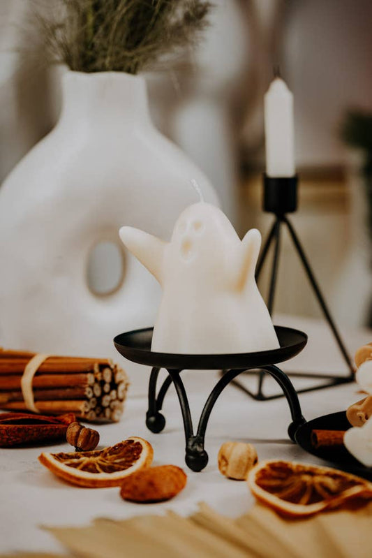 Ghost Candle Helloween Autumn Decor: Pumpkin Spice / Large