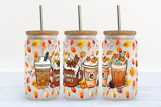 Fall Coffee Autumn Pumpkin Spice 16oz Libbey Glass Tumbler