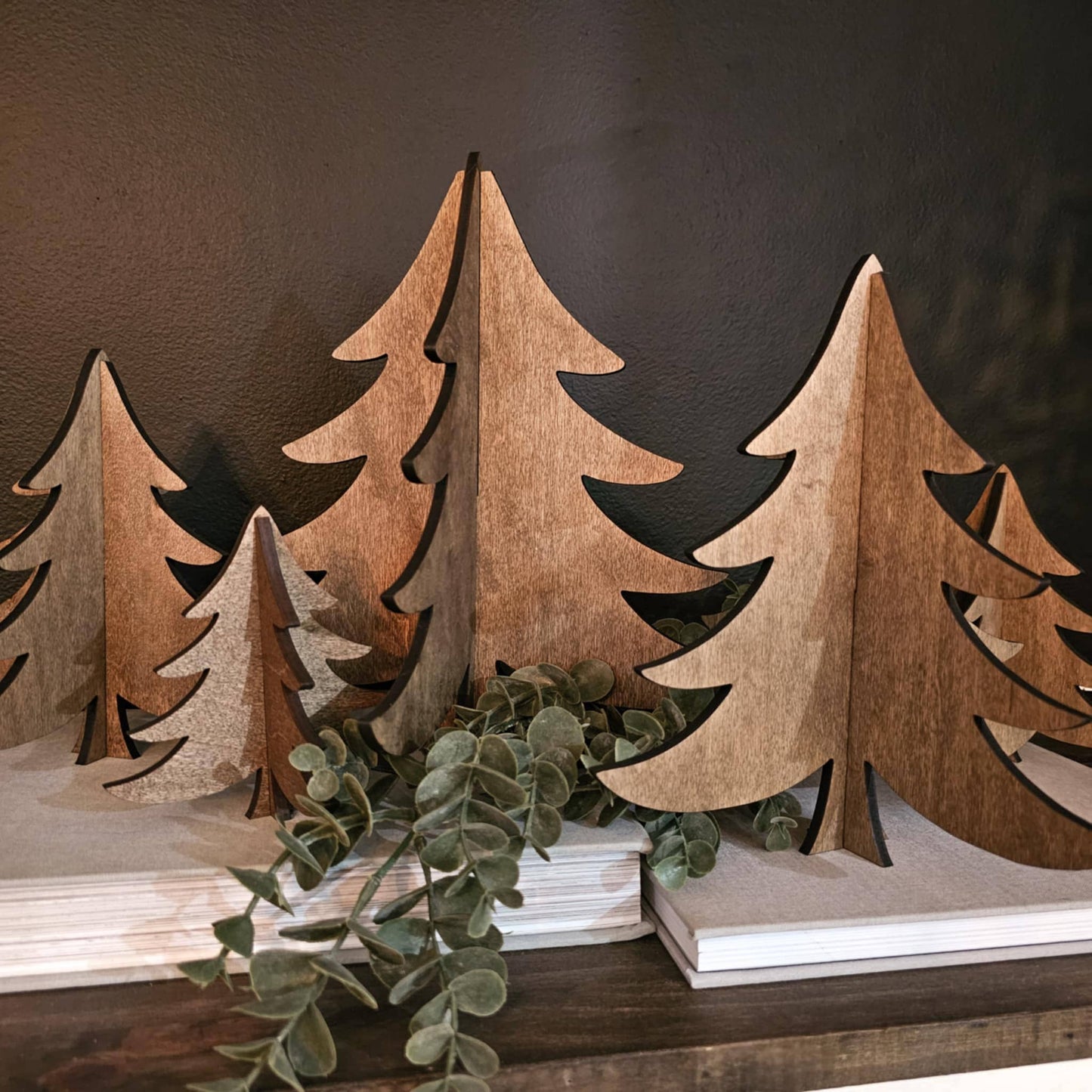 Wood 3D Whimsical Trees Holiday Christmas Decor Table Filler