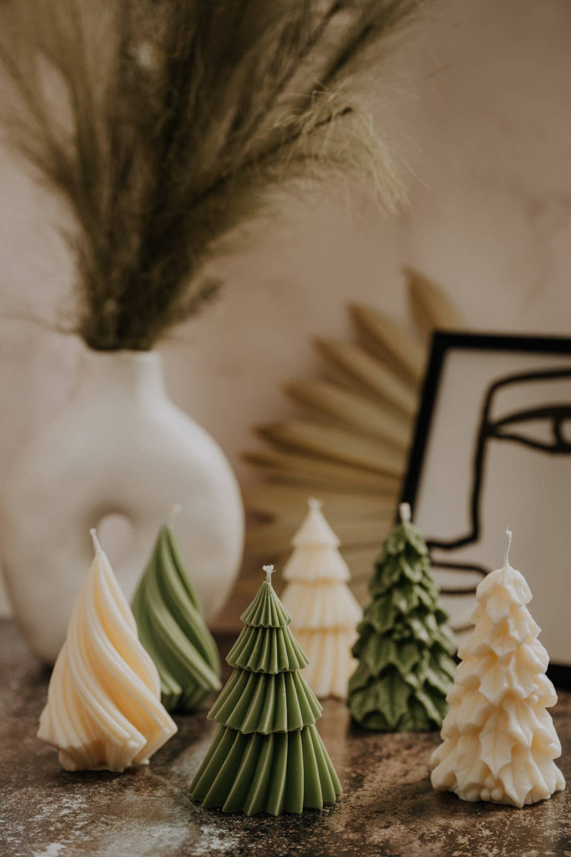 Christmas Tree Candles: Green / Unscented / Leaf Christmas tree