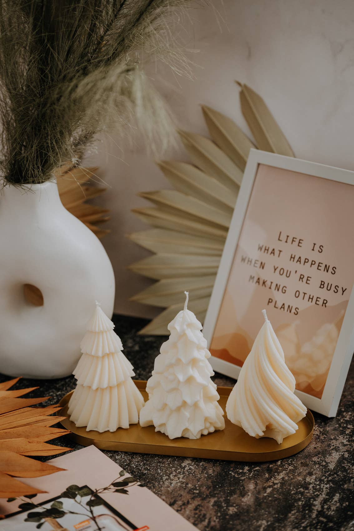 Christmas Tree Candles: Green / Unscented / Leaf Christmas tree