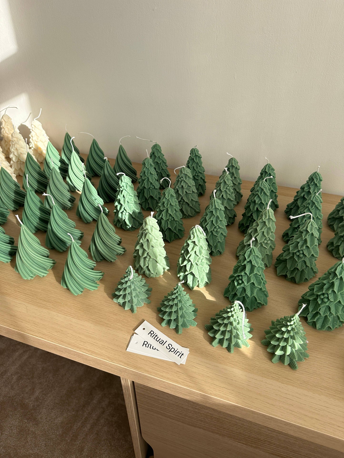 Christmas Tree Candles: Green / Unscented / Leaf Christmas tree