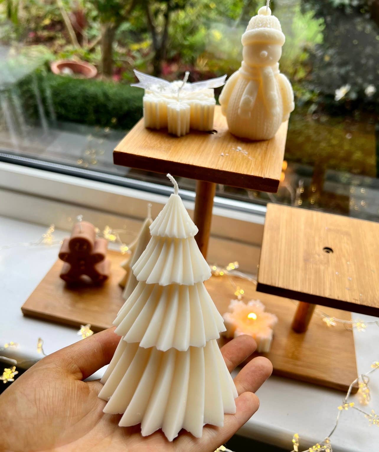 Christmas Tree Candles: Green / Unscented / Leaf Christmas tree
